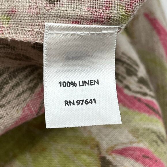 J. JILL Pants Womens Large Petite Green Pink Linen Floral Wide Leg Cropped Coast - Picture 3 of 13